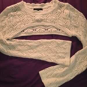 Knit cropped bolero shrug sweater bell sleeves